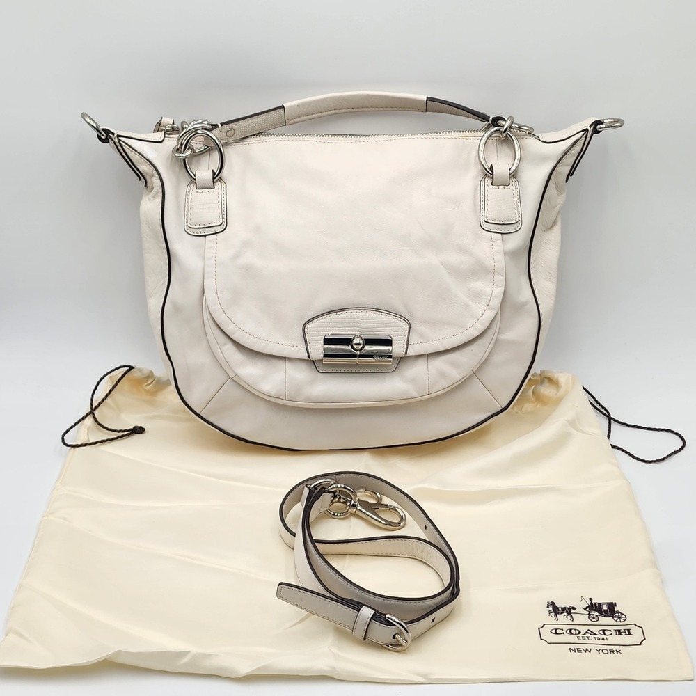 Coach Kristin Round Satchel White Nappa Leather Crossbody Strap Dustbag 19295 - Picture 2 of 16